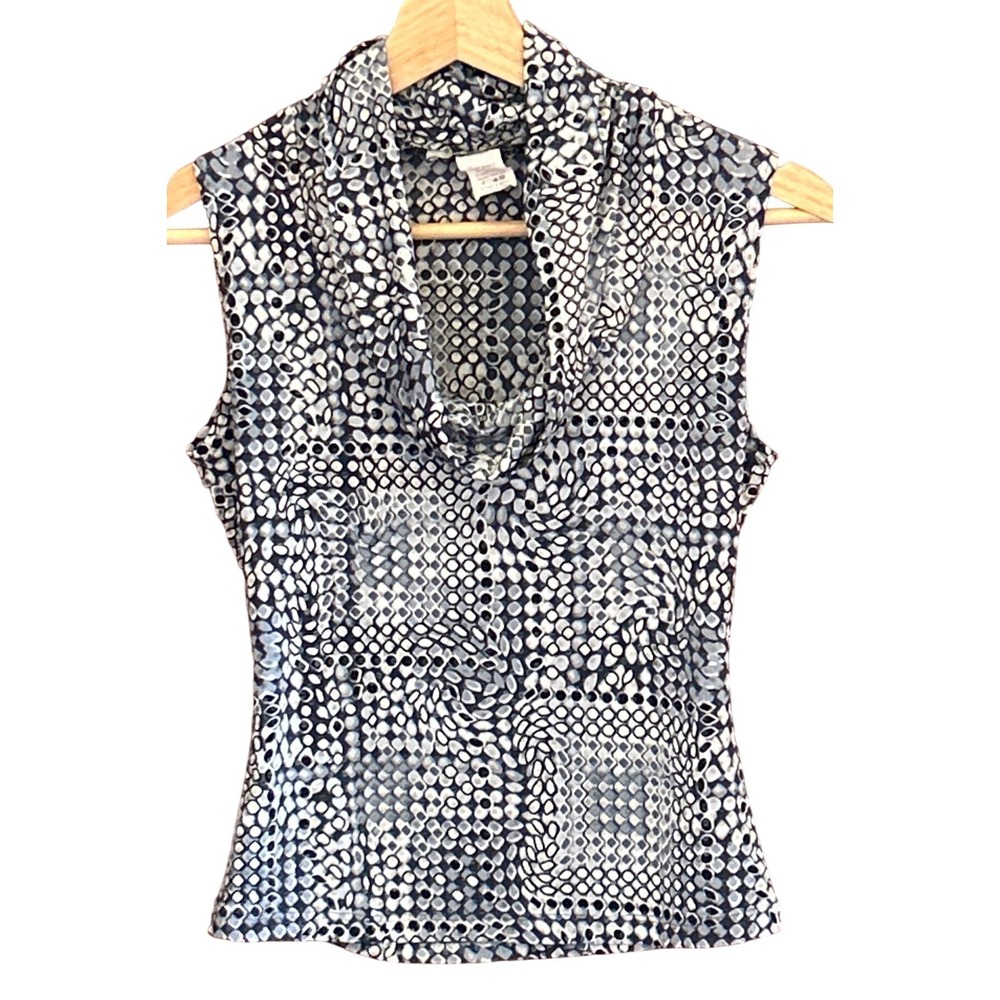 Y2K Juno Sleeveless Cowl Neck Top Office Siren Geometric Print